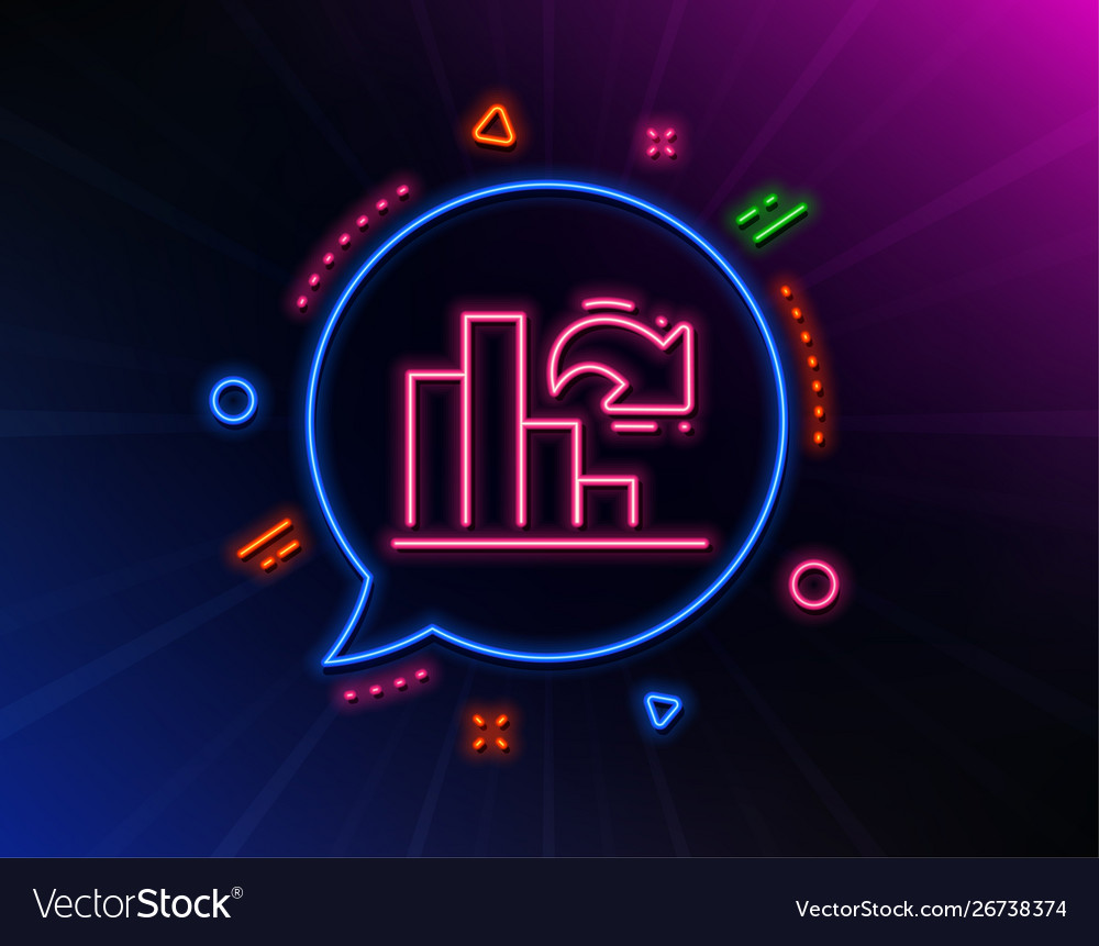 Decreasing graph line icon column chart sign