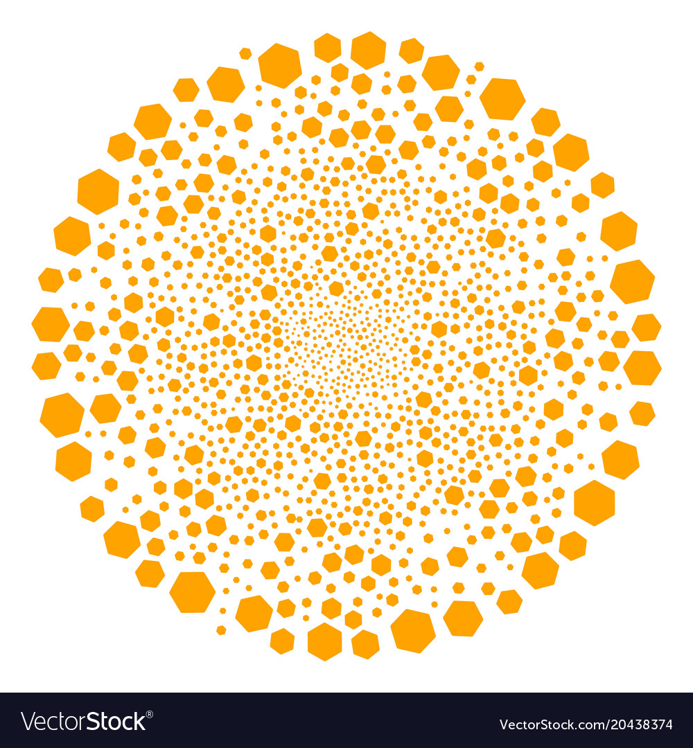 Filled hexagon twirl exploding globula