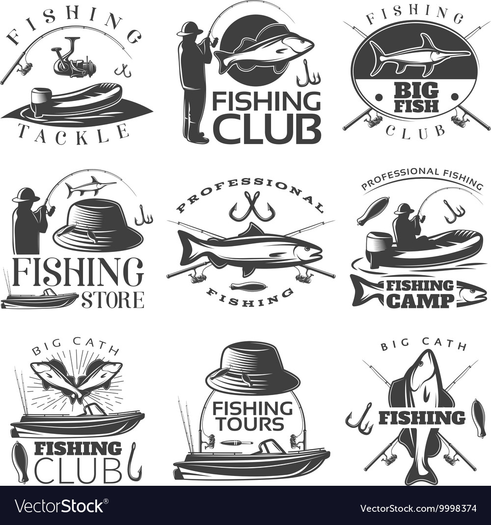 Fishing emblem set Royalty Free Vector Image - VectorStock