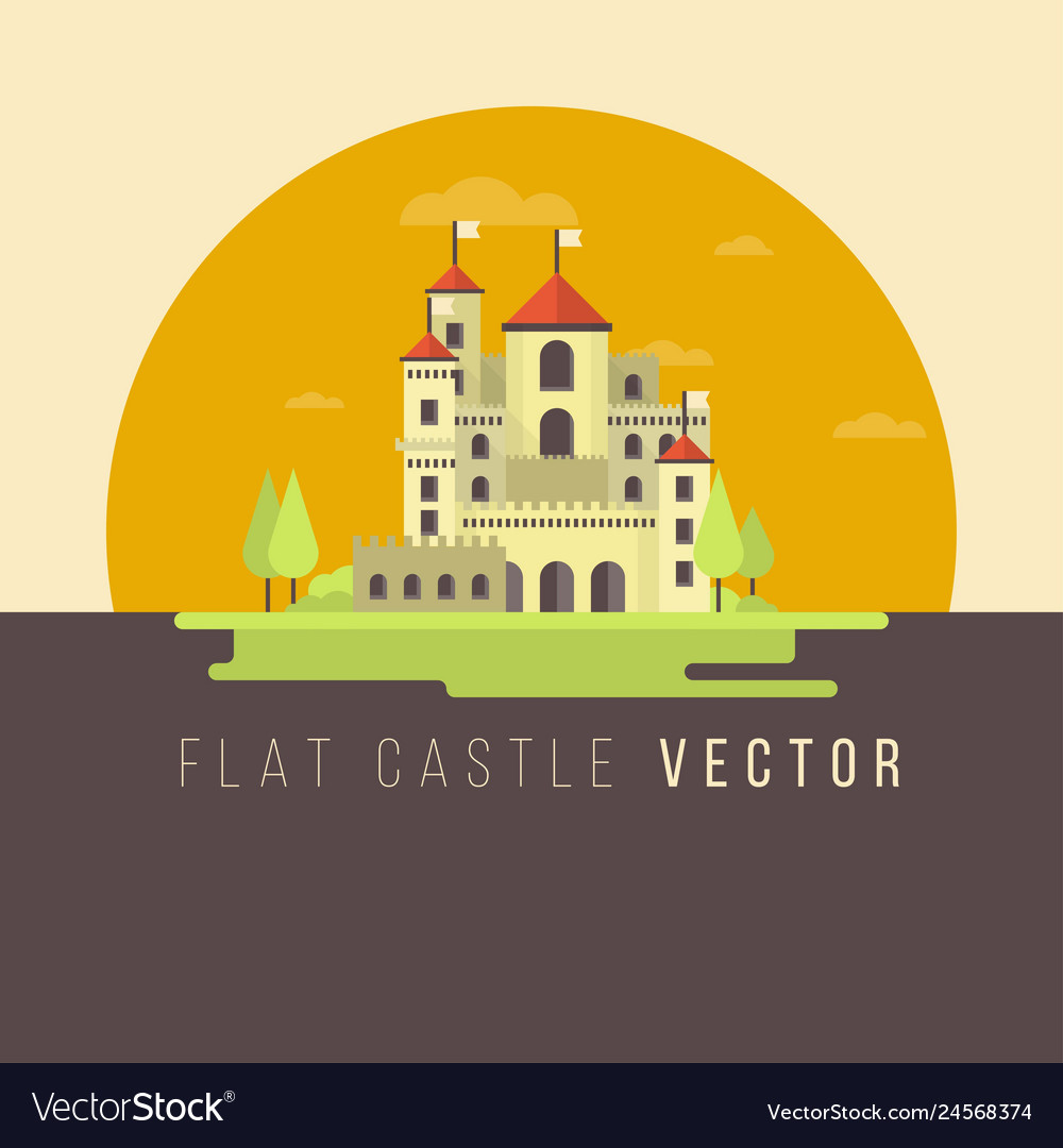 Flat castle Royalty Free Vector Image - VectorStock