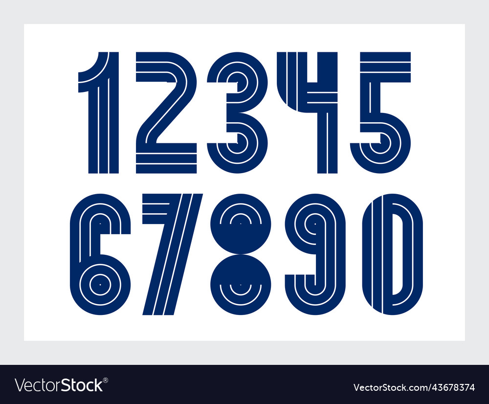 Geometric numbers set digits retro 90s style