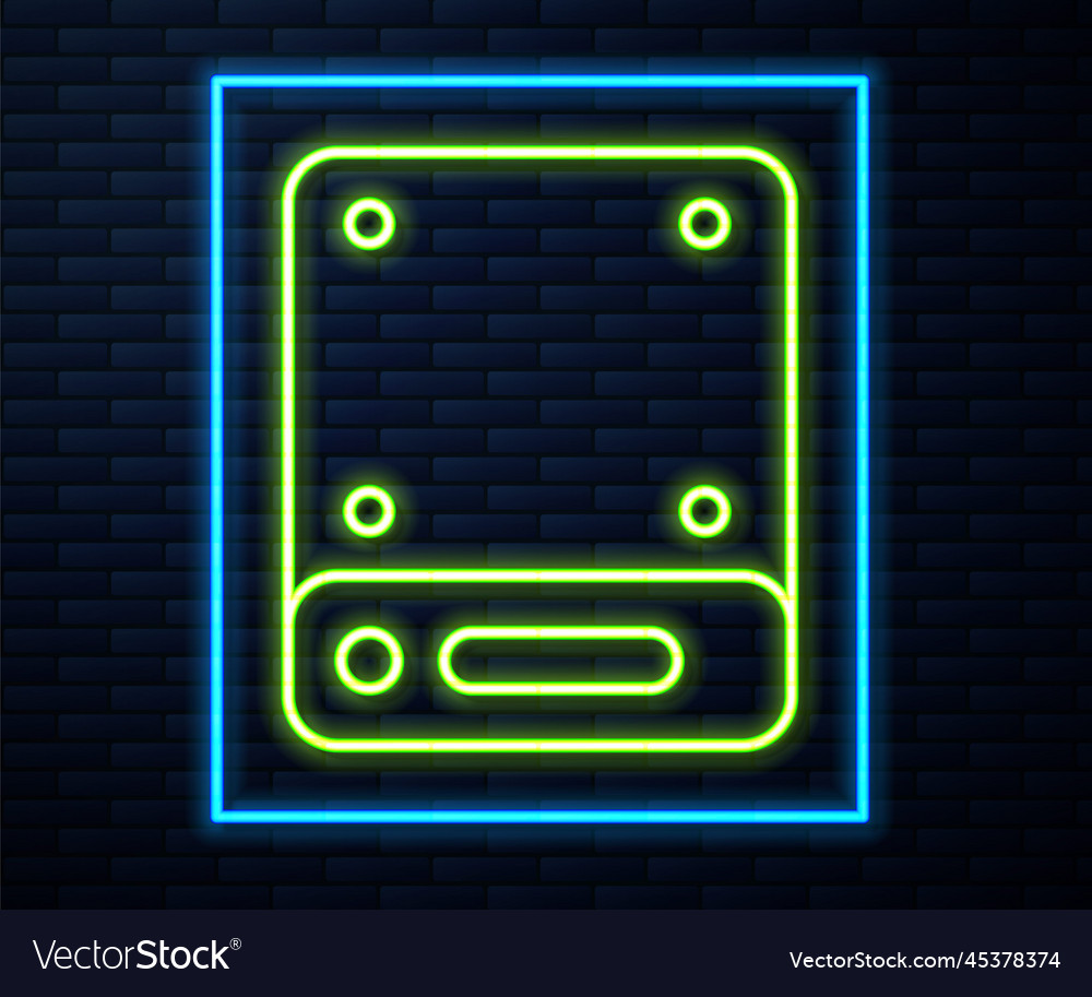 Glowing neon line server data web hosting icon vector image Glowing neon line server data web hosting icon