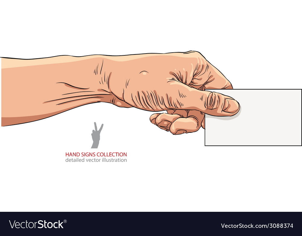 Hand giving business card detailed