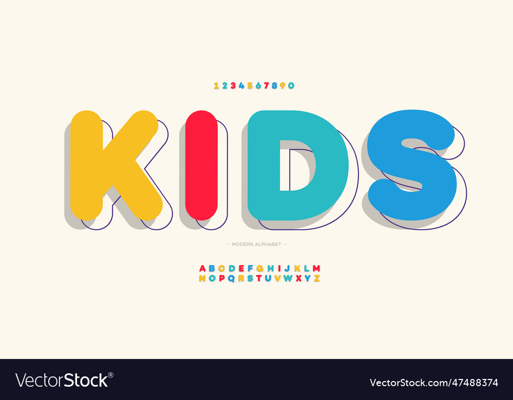 Kids font 3d bold style modern typography