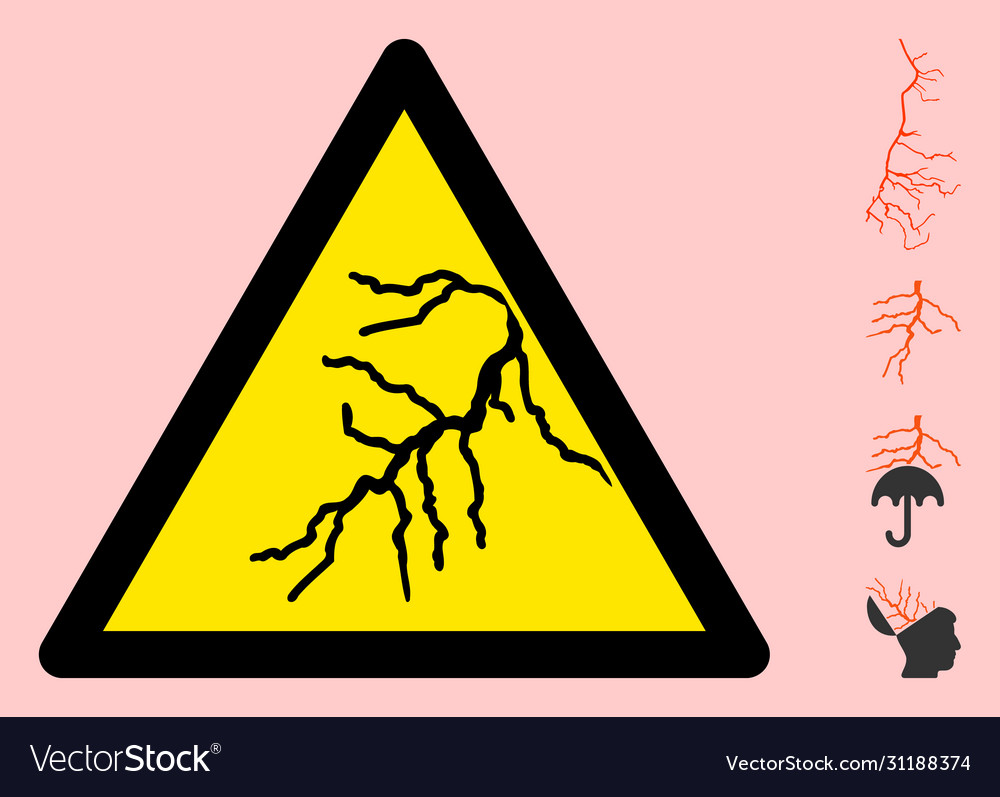 Lightning warning triangle sign icon Vector Image Lightning warning triangle sign icon