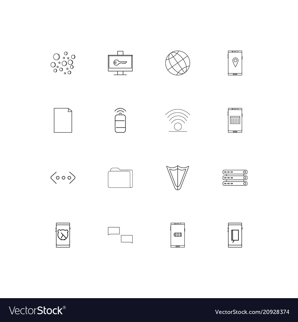 Network and database linear thin icons set