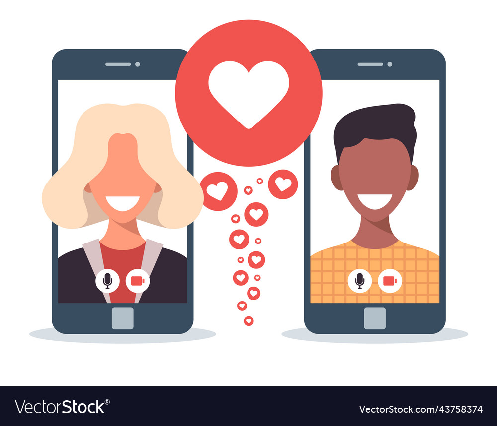 Online dating app concept with man and woman