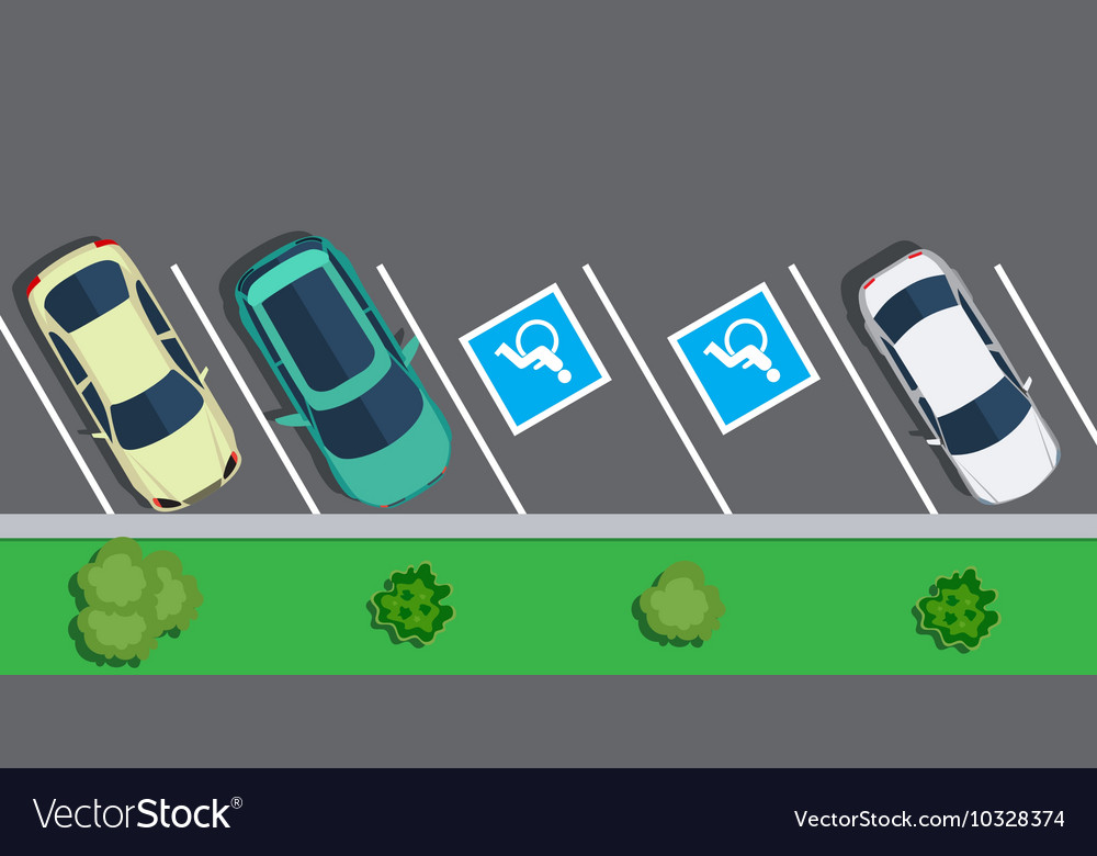 Parked cars on the parking top view Royalty Free Vector