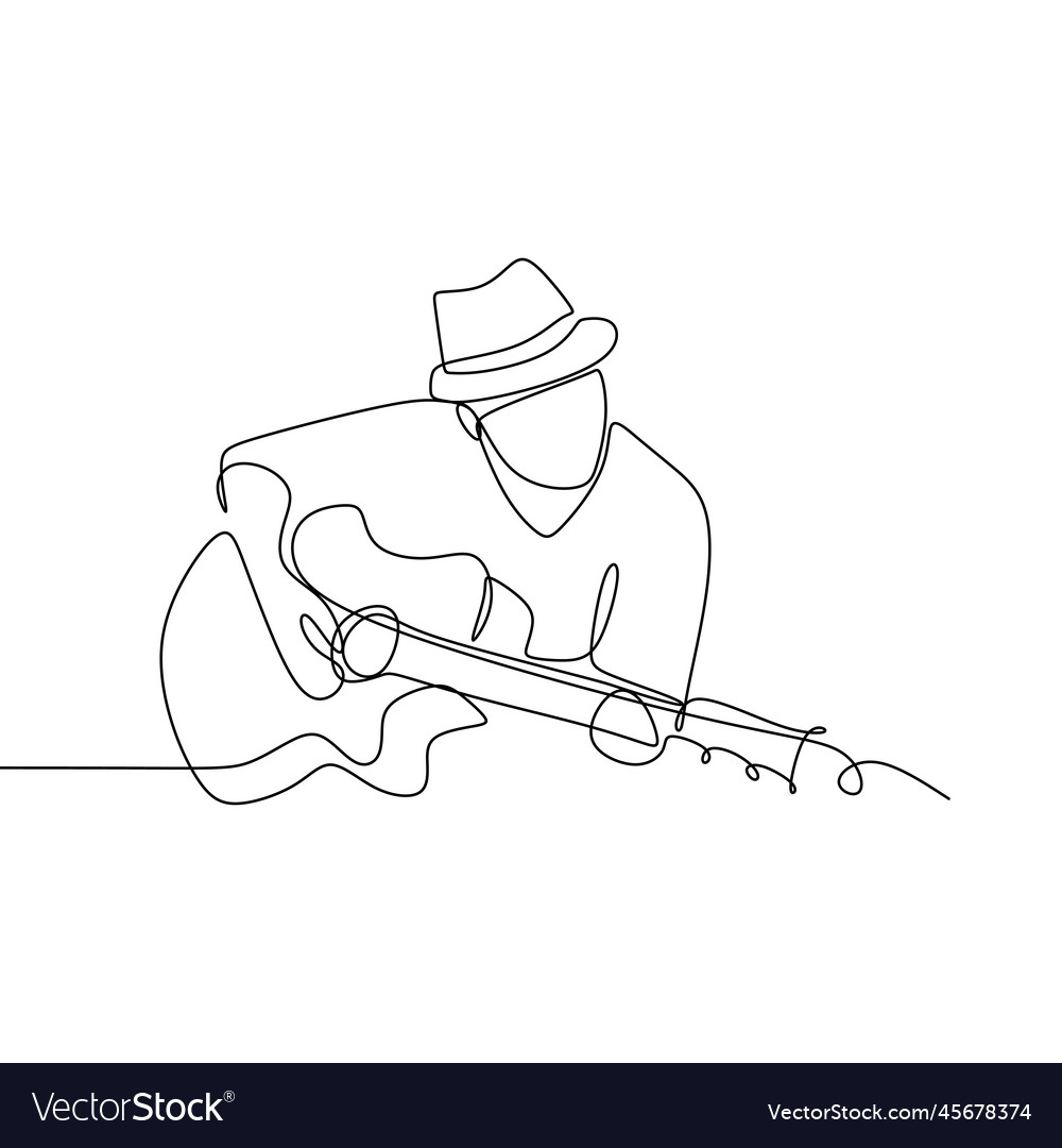 Person sing a song with acoustic jazz guitar Vector Image