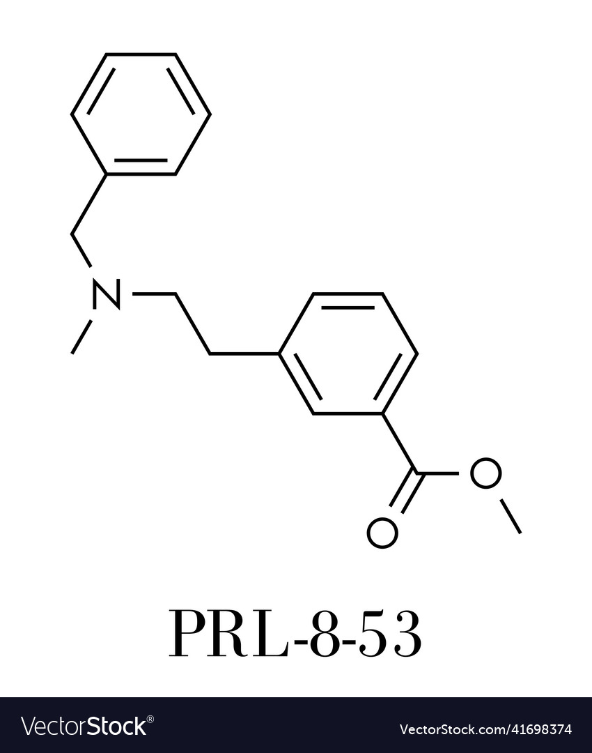Prl-8-53 nootropic research chemical molecule Vector Image