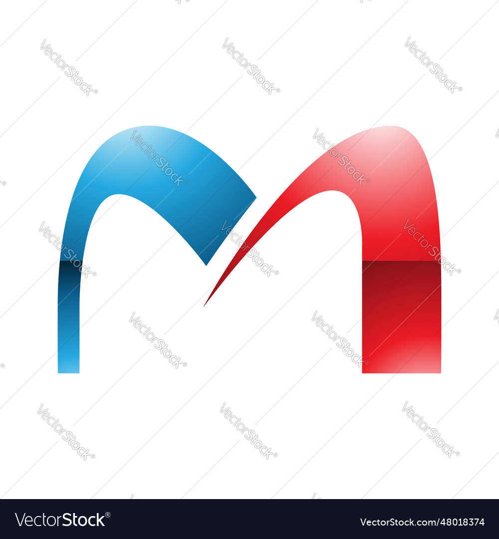 Red and blue glossy arch shaped letter m icon Vector Image