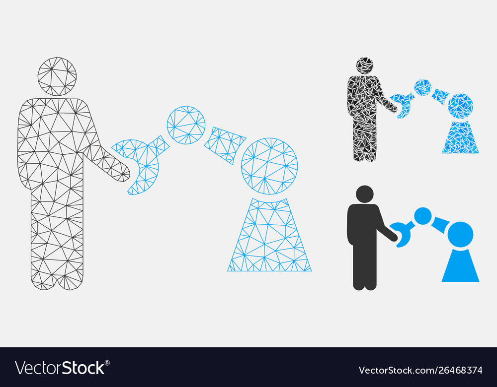 Robotics handshake mesh network model vector image Robotics handshake mesh network model
