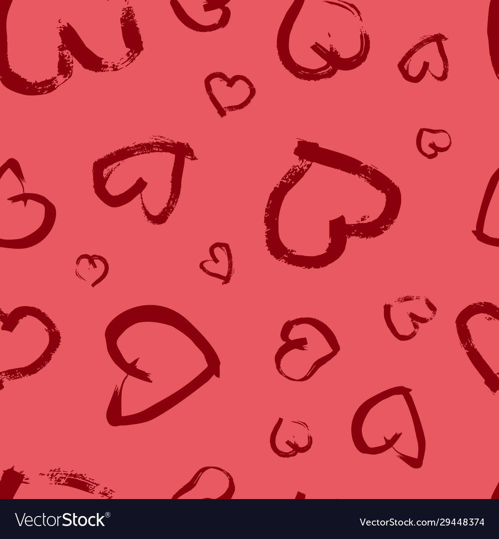 Seamless pattern with hand drawn hearts