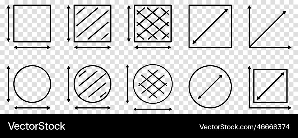 Set of dimension outline icons Royalty Free Vector Image