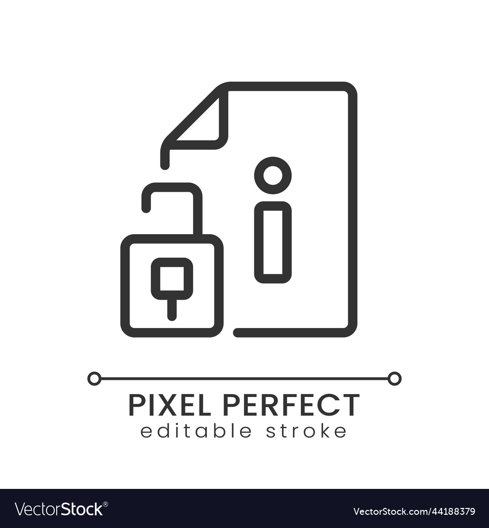 Access to information pixel perfect linear icon vector image Access to information pixel perfect linear icon