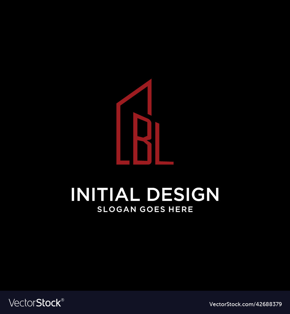 Bl initial monogram with building logo design
