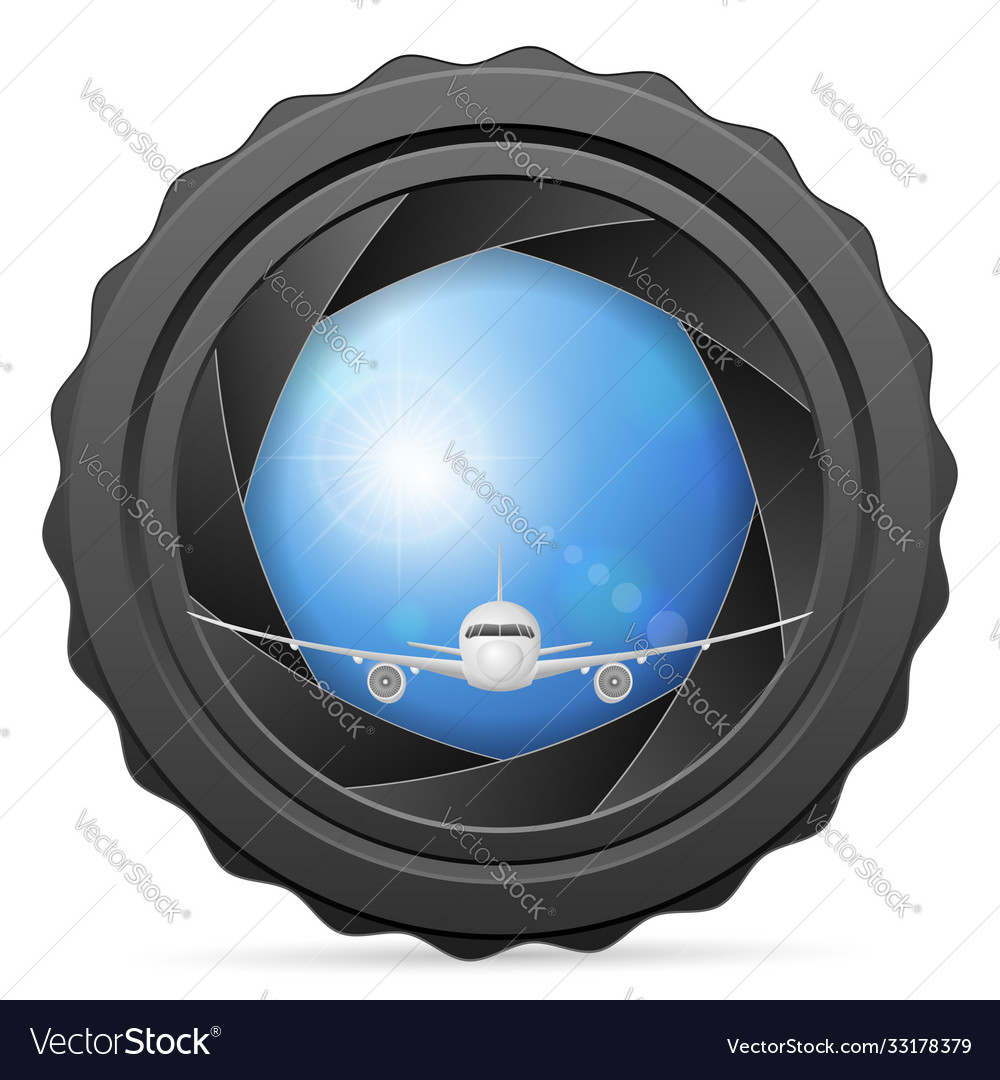 Camera shutter with airplane