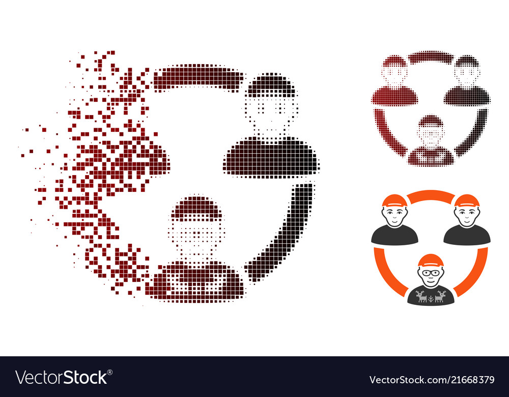 Fragmented dot halftone geek collaboration network vector image Fragmented dot halftone geek collaboration network