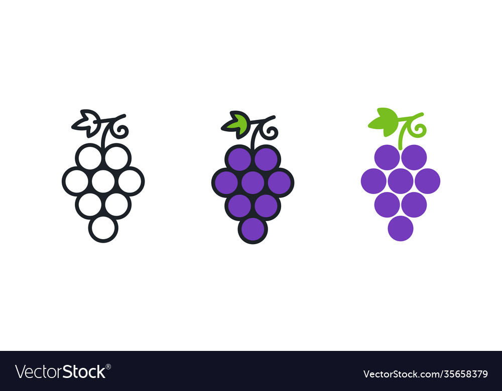 Grapes grape icon linear color contour Vector Image Grapes grape icon linear color contour