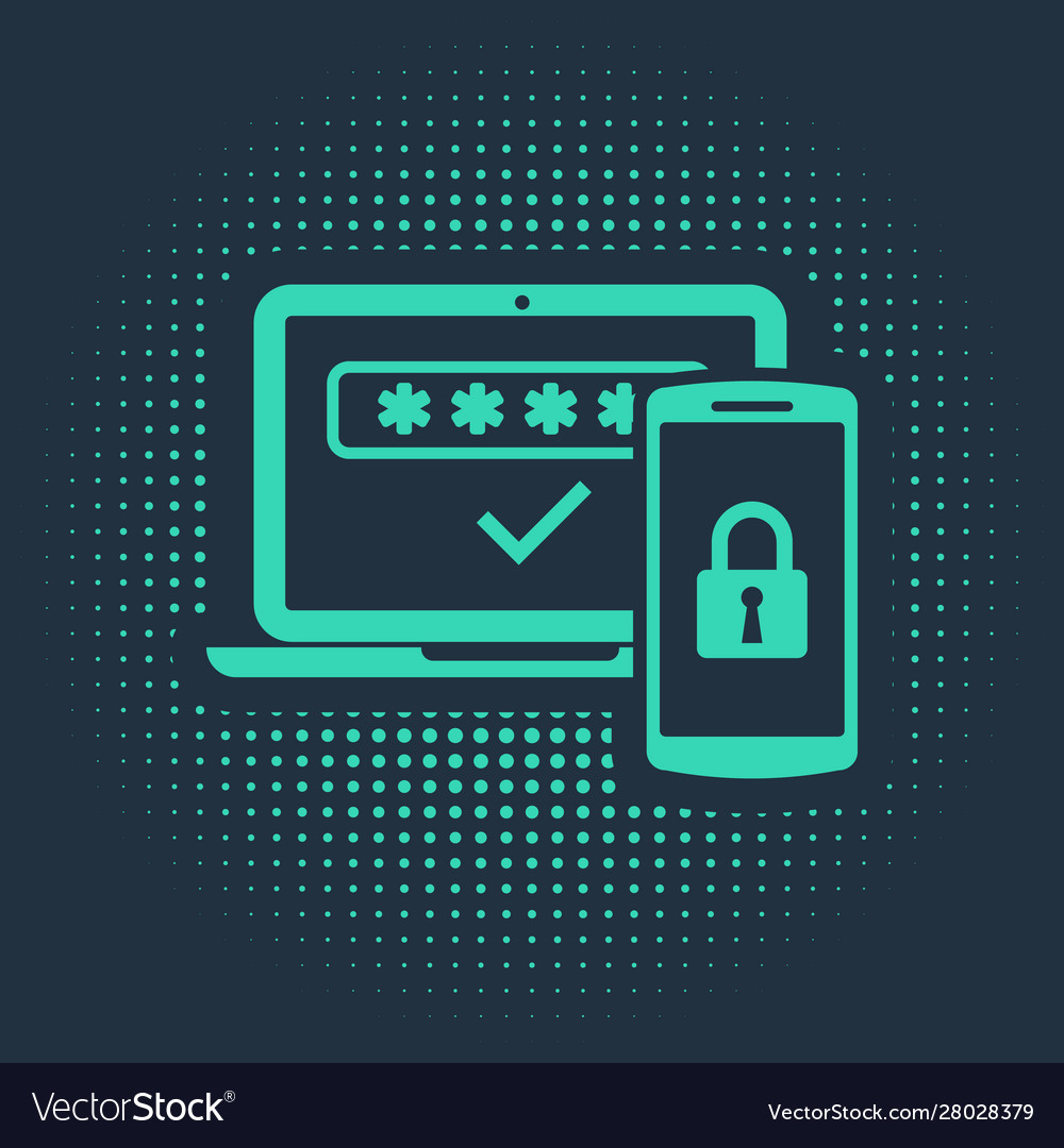 Green multi factor two steps authentication icon
