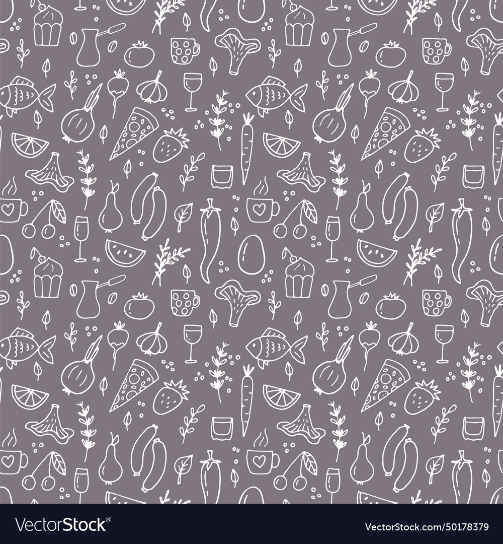 Hand drawn seamless pattern with different type vector image Hand drawn seamless pattern with different type
