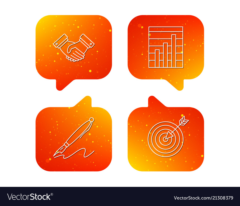 Handshake graph charts and target icons vector image Handshake graph charts and target icons