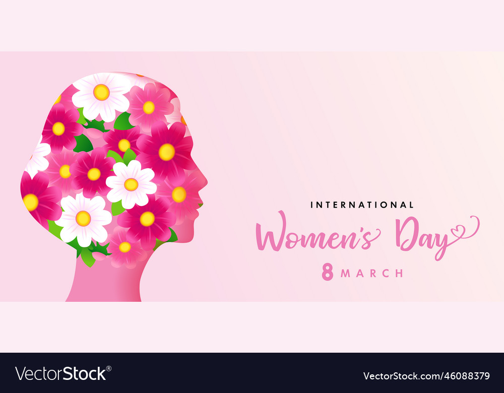 International womens day head girl and lettering Vector Image