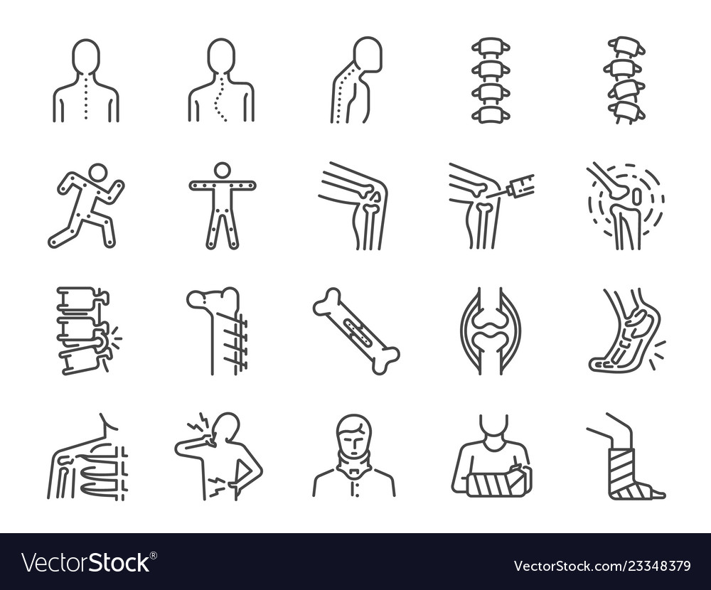 Orthopedics line icon set Royalty Free Vector Image