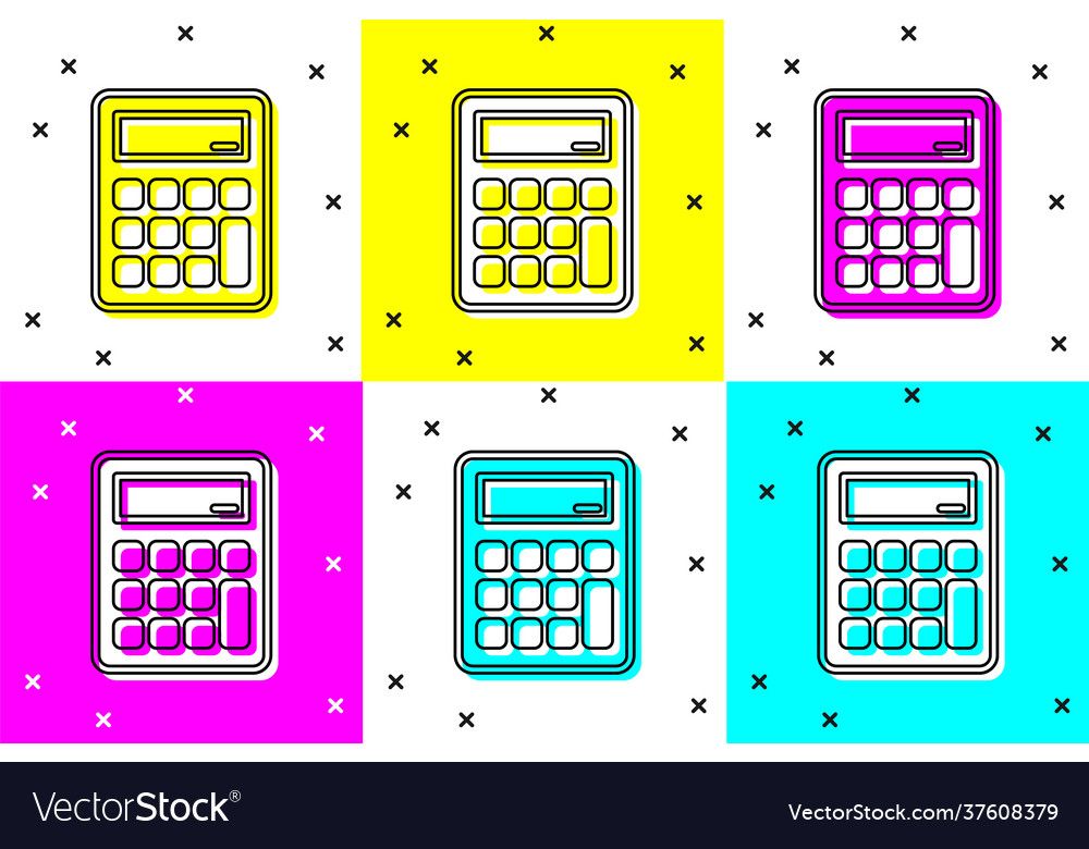 Set calculator icon isolated on color background vector image Set calculator icon isolated on color background