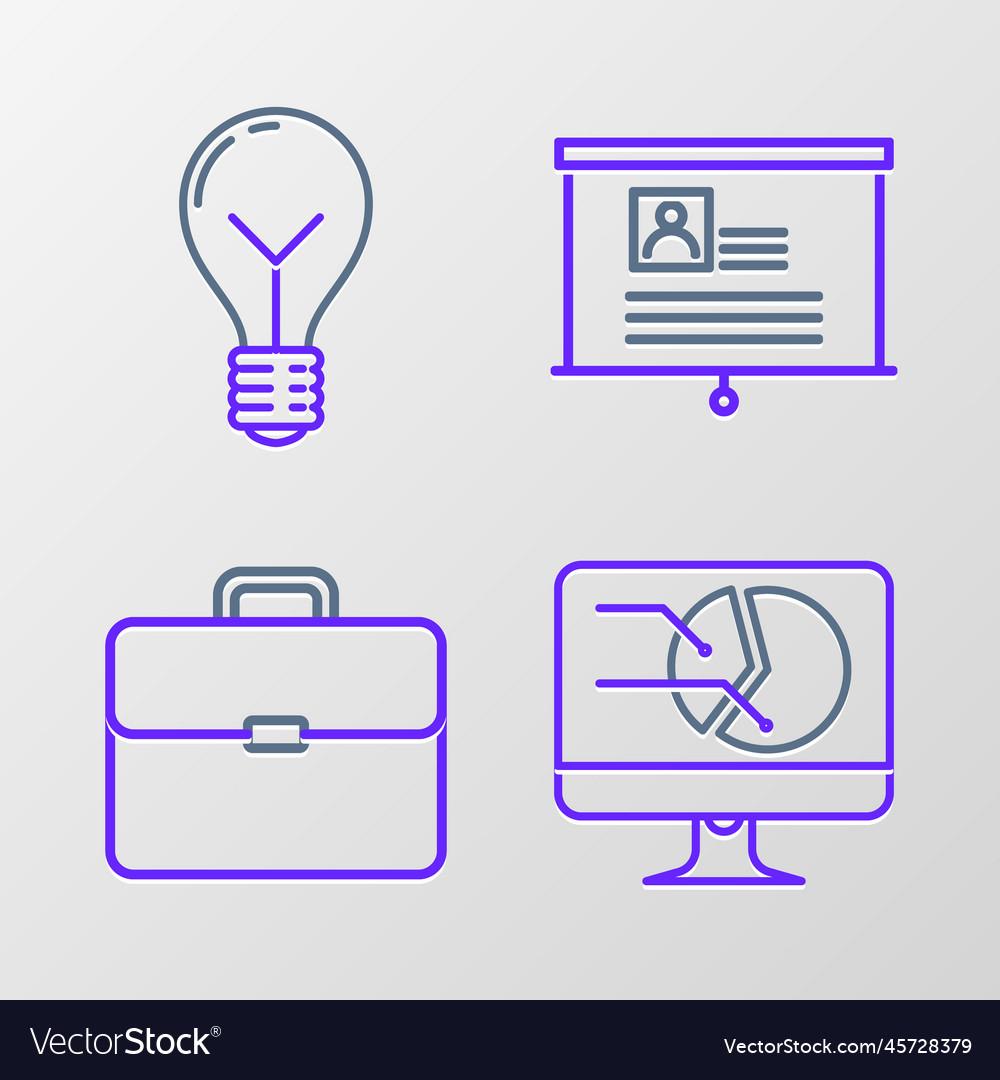 Set line computer monitor with graph chart vector image Set line computer monitor with graph chart