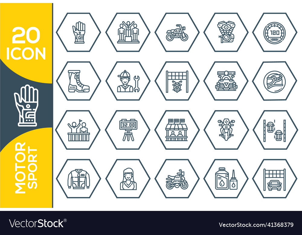 Set of race related line icons includes