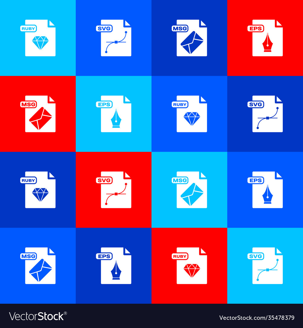 Set ruby file document svg msg and eps icon vector image Set ruby file document svg msg and eps icon