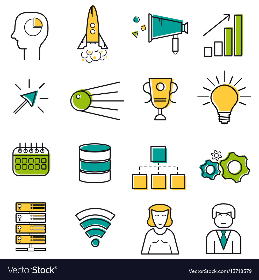Startup & Server Line Icons