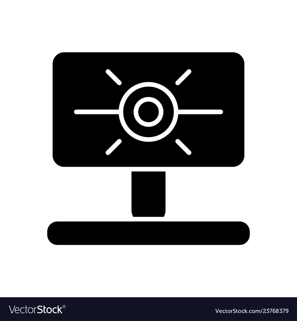 Web camera solid icon computer cam vector image Web camera solid icon computer cam