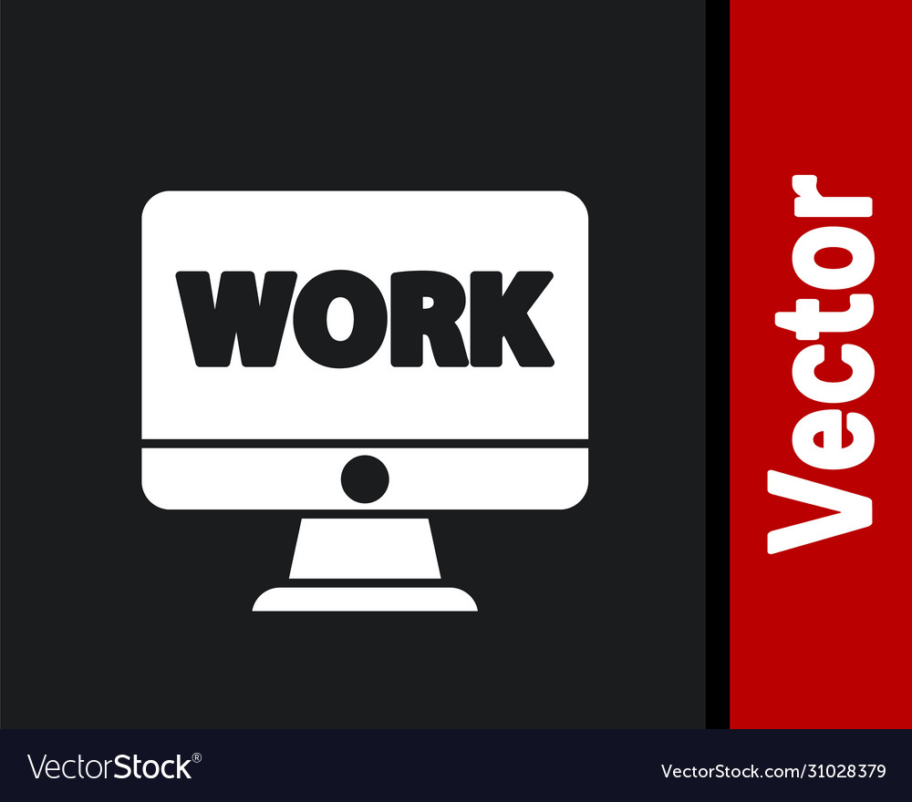 White computer monitor with text work icon Vector Image White computer monitor with text work icon