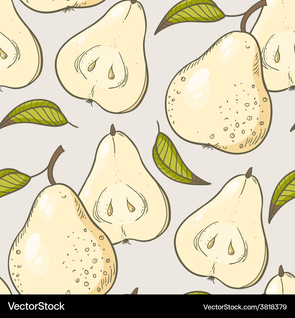 Yellow pear seamless pattern Royalty Free Vector Image