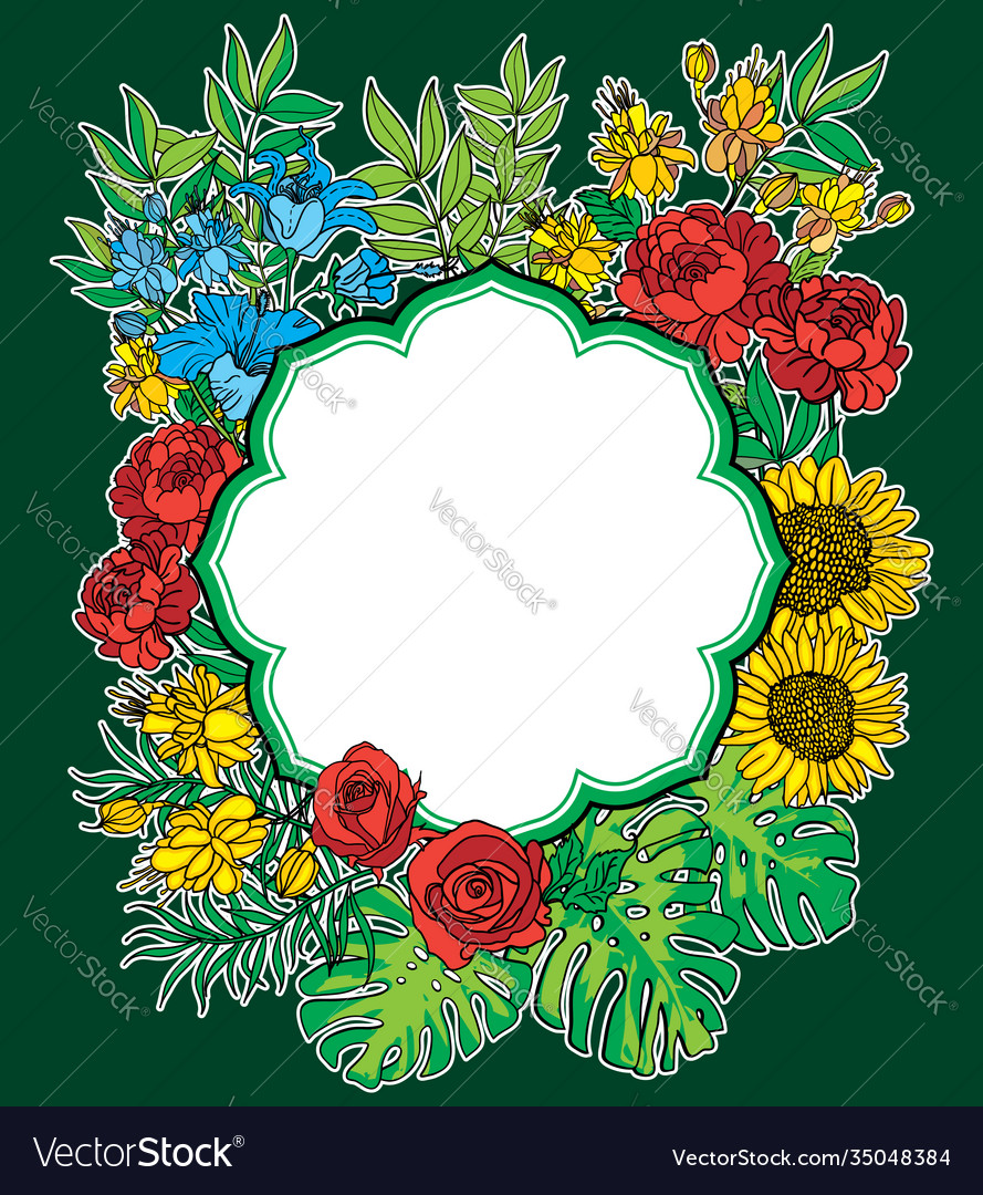 Abstract flower frame with text place vector image Abstract flower frame with text place