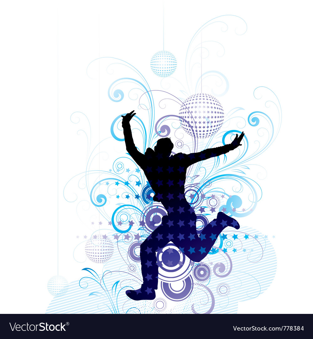 Artistic man jumping poster Royalty Free Vector Image