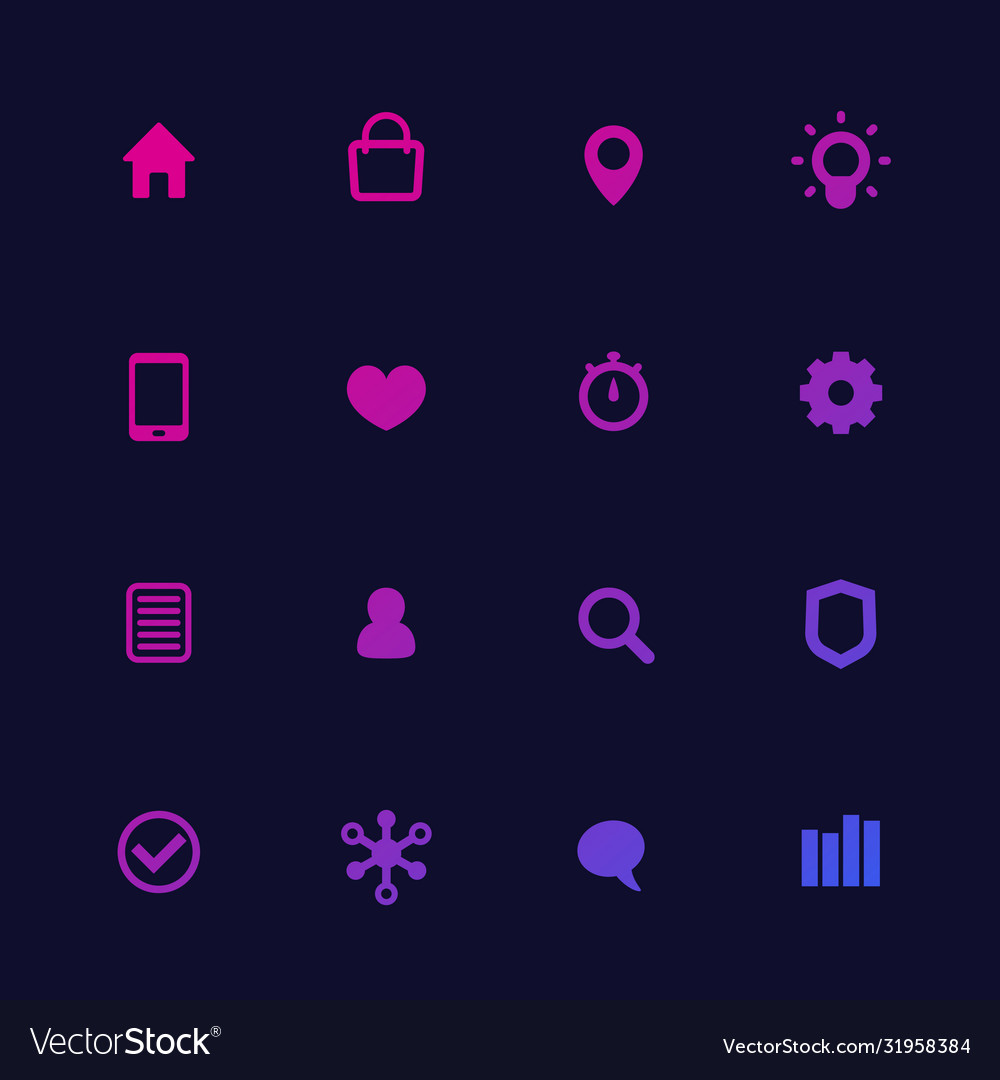 Basic web icons set with gradient