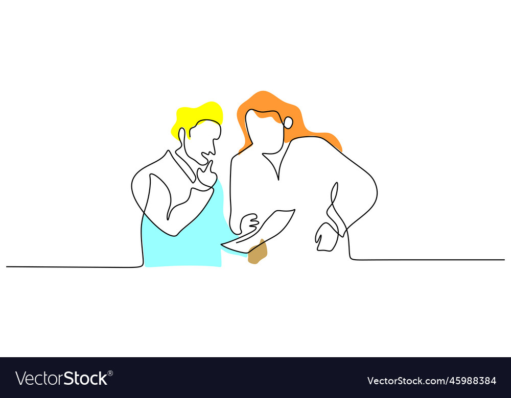 Continuous one single line of two scientist