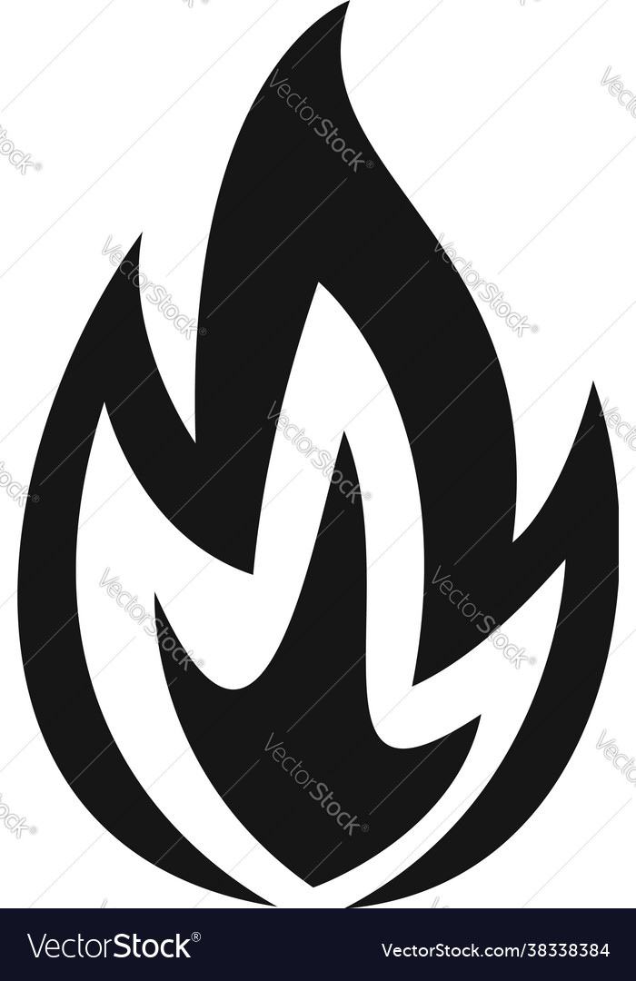 Fire flame warning icon simple style Royalty Free Vector