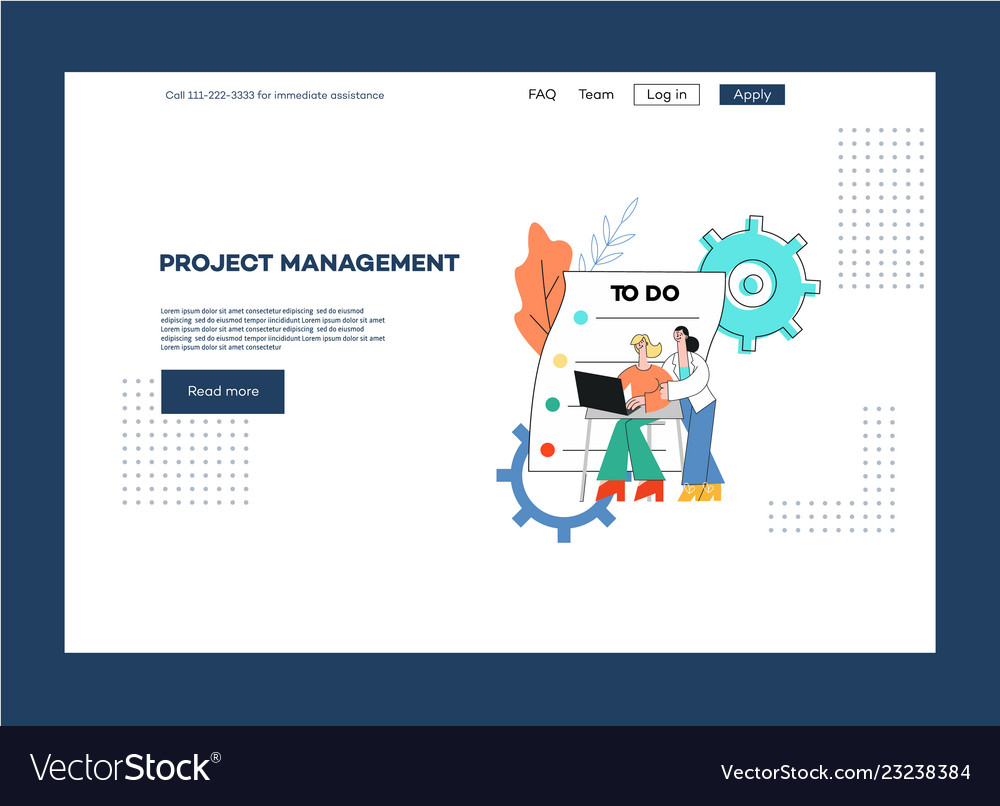 Flat project management outsource web page vector image Flat project management outsource web page