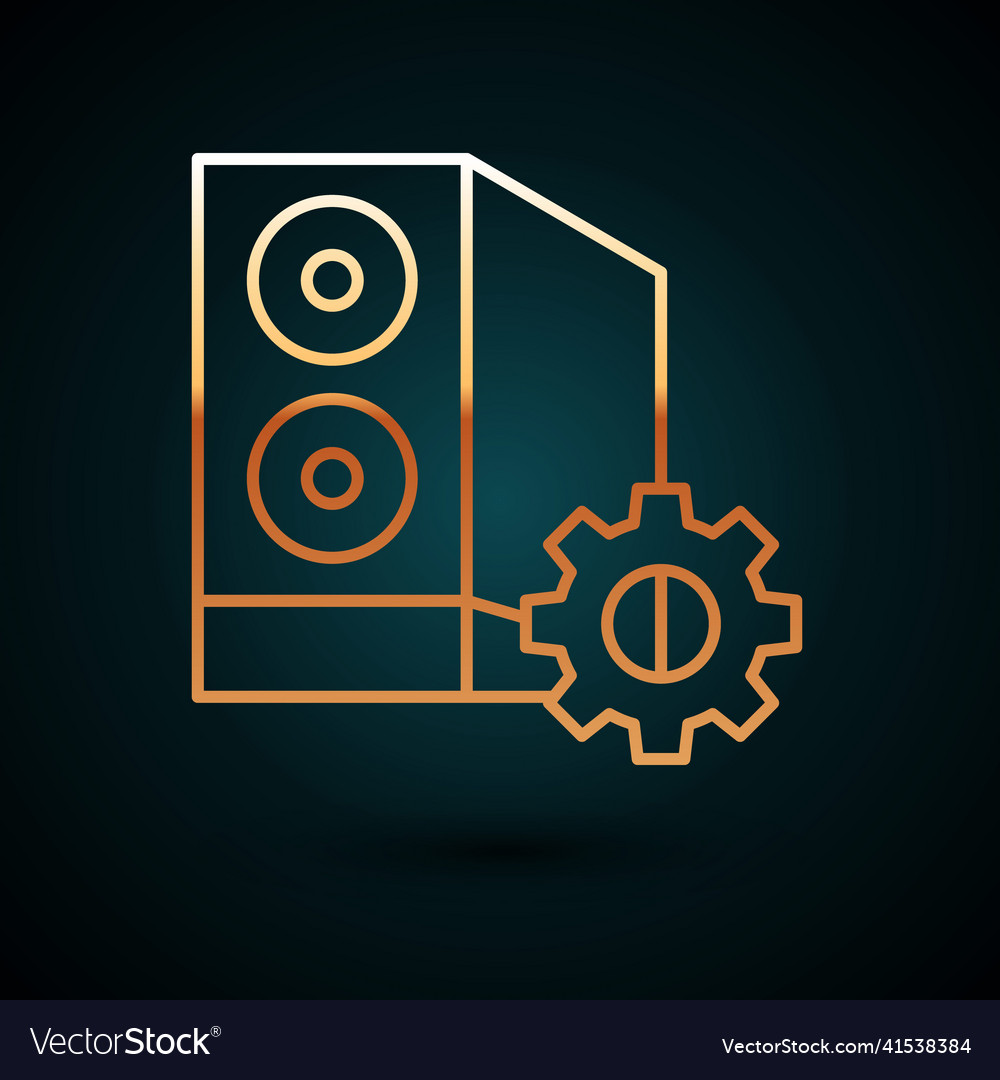 Gold line case of computer setting icon isolated