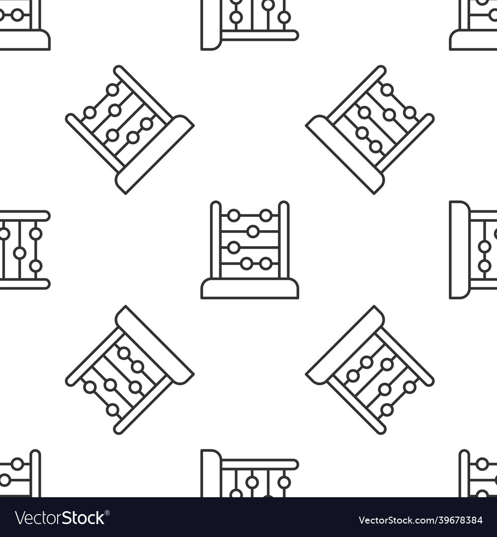 Grey line abacus icon isolated seamless pattern vector image Grey line abacus icon isolated seamless pattern