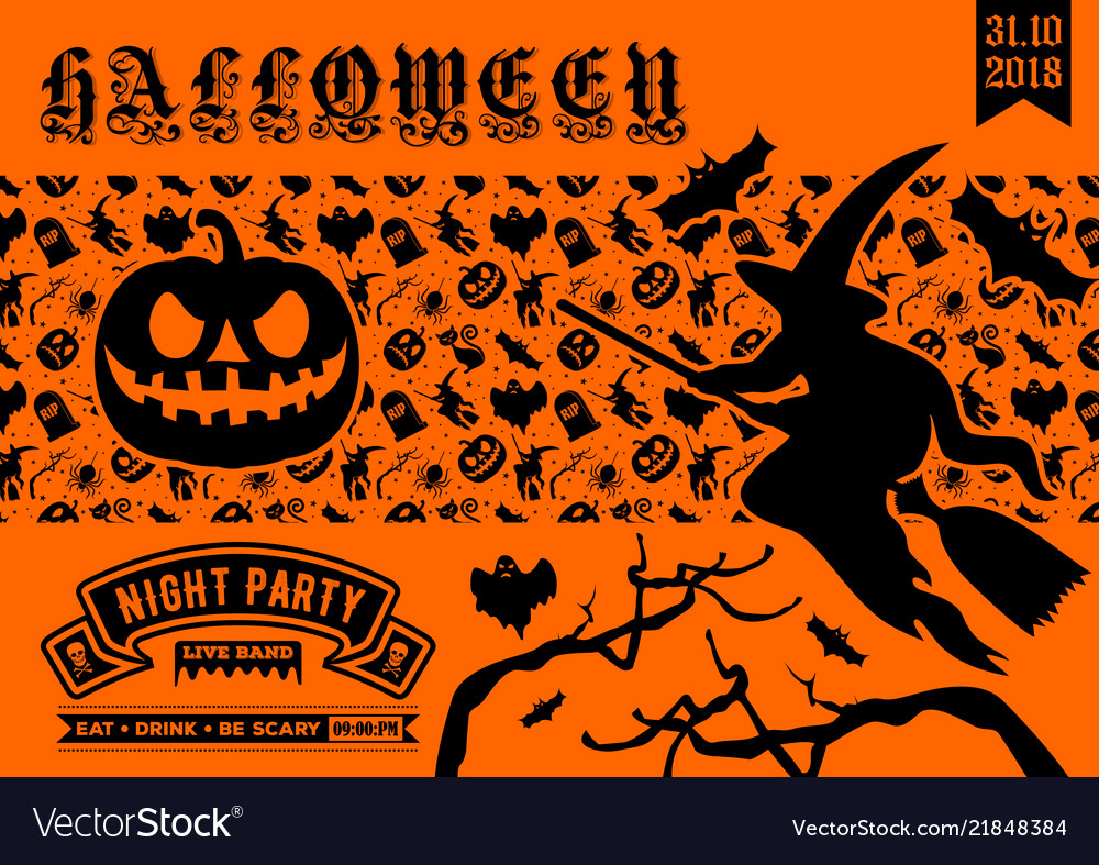 Halloween party invitation poster or banner