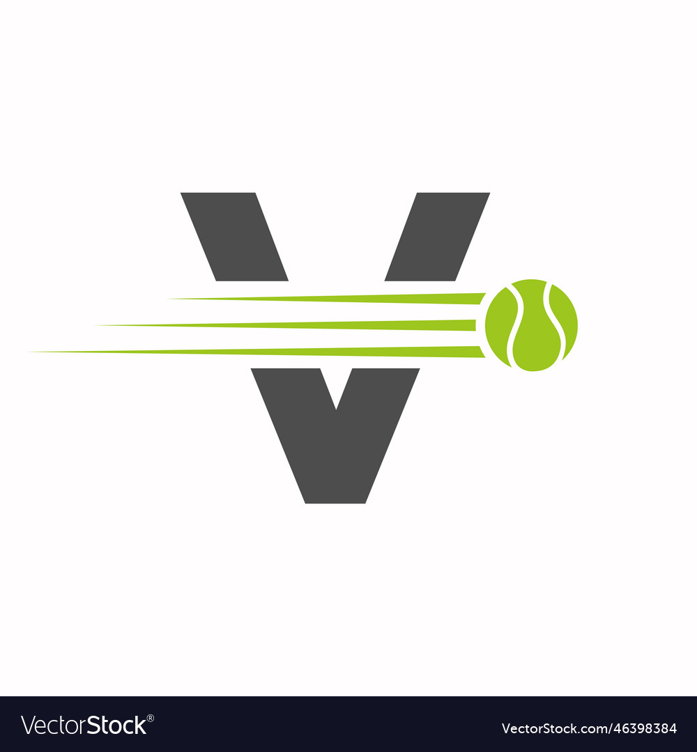 Initial letter v tennis logo sports