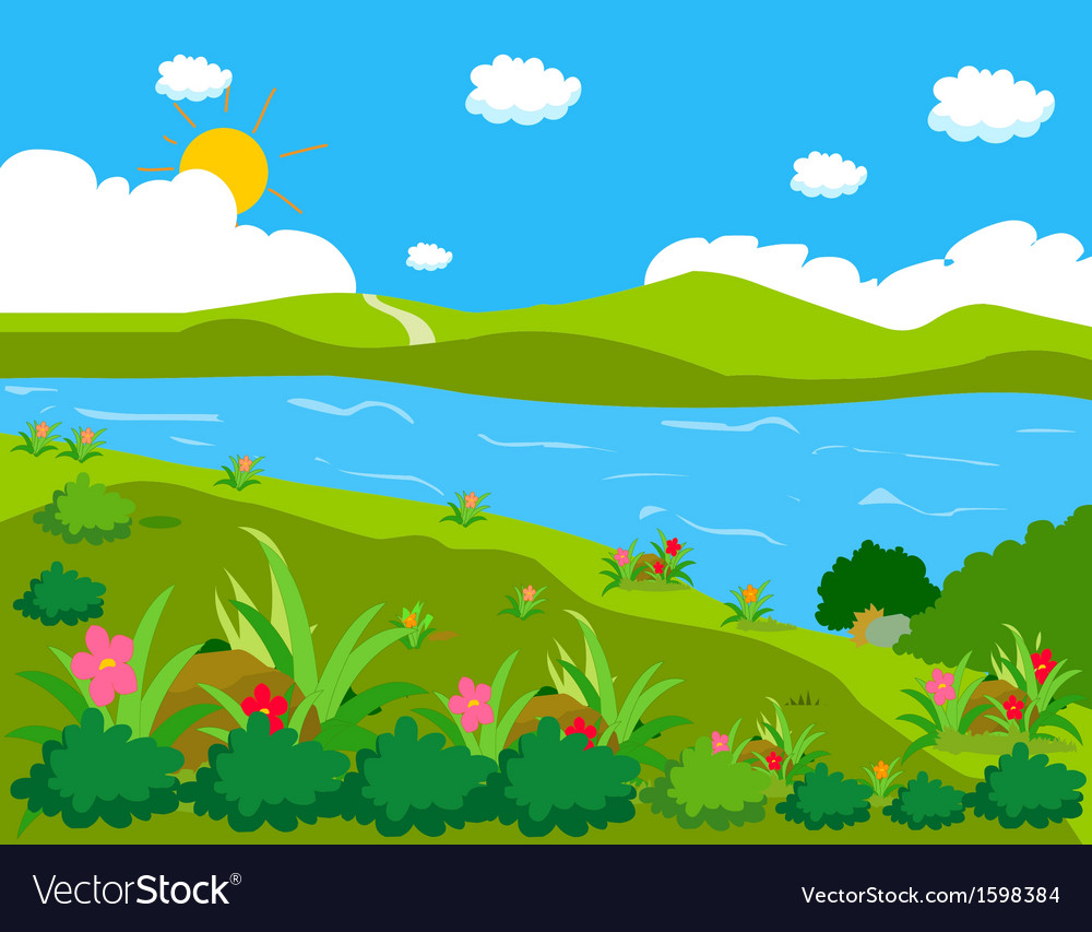 Landscape lawn flowers Royalty Free Vector Image