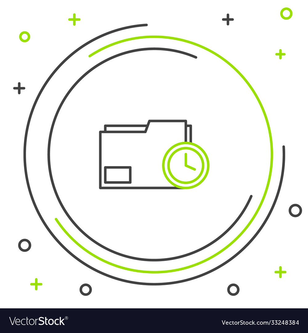 Line document folder with clock icon isolated vector image Line document folder with clock icon isolated