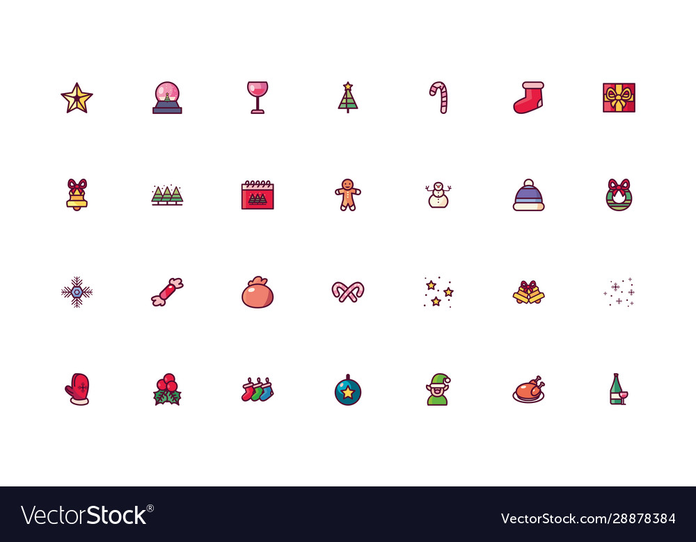 Merry christmas icon set design