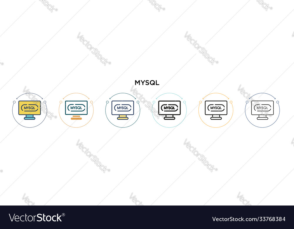 Mysql icon in filled thin line outline and stroke vector image Mysql icon in filled thin line outline and stroke